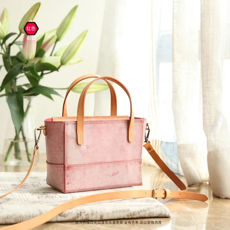 Red New Wholesale Hand-made Messenger Bag Vintage Genuine Cowhide Leather Messenger Bag For Women