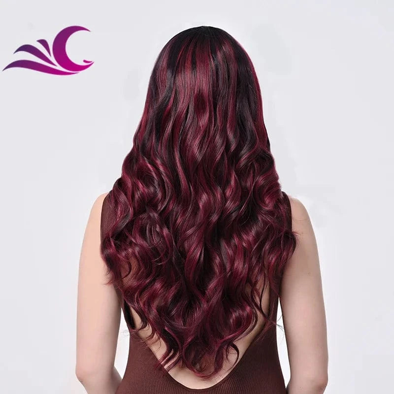Red Piano Highlight Sex Colorful Futura Silk Protein Heat Resistant Synthetic Lace Front Wigs for Cospaly Daily Party