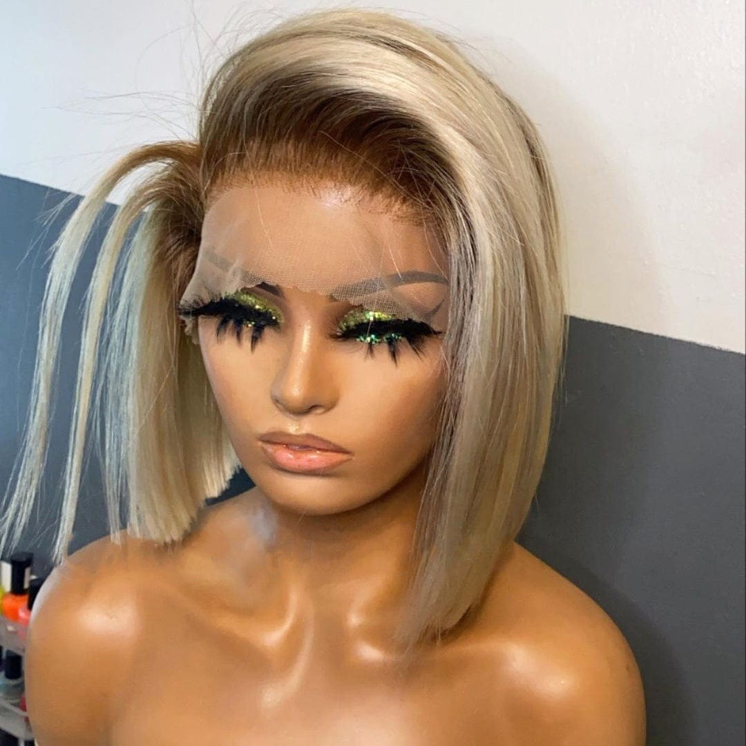 Red Wave Cut Bob Side Part Short Wig Virgin Colorful Cuticle Aligned Human Hair HD Lace Front Wigs