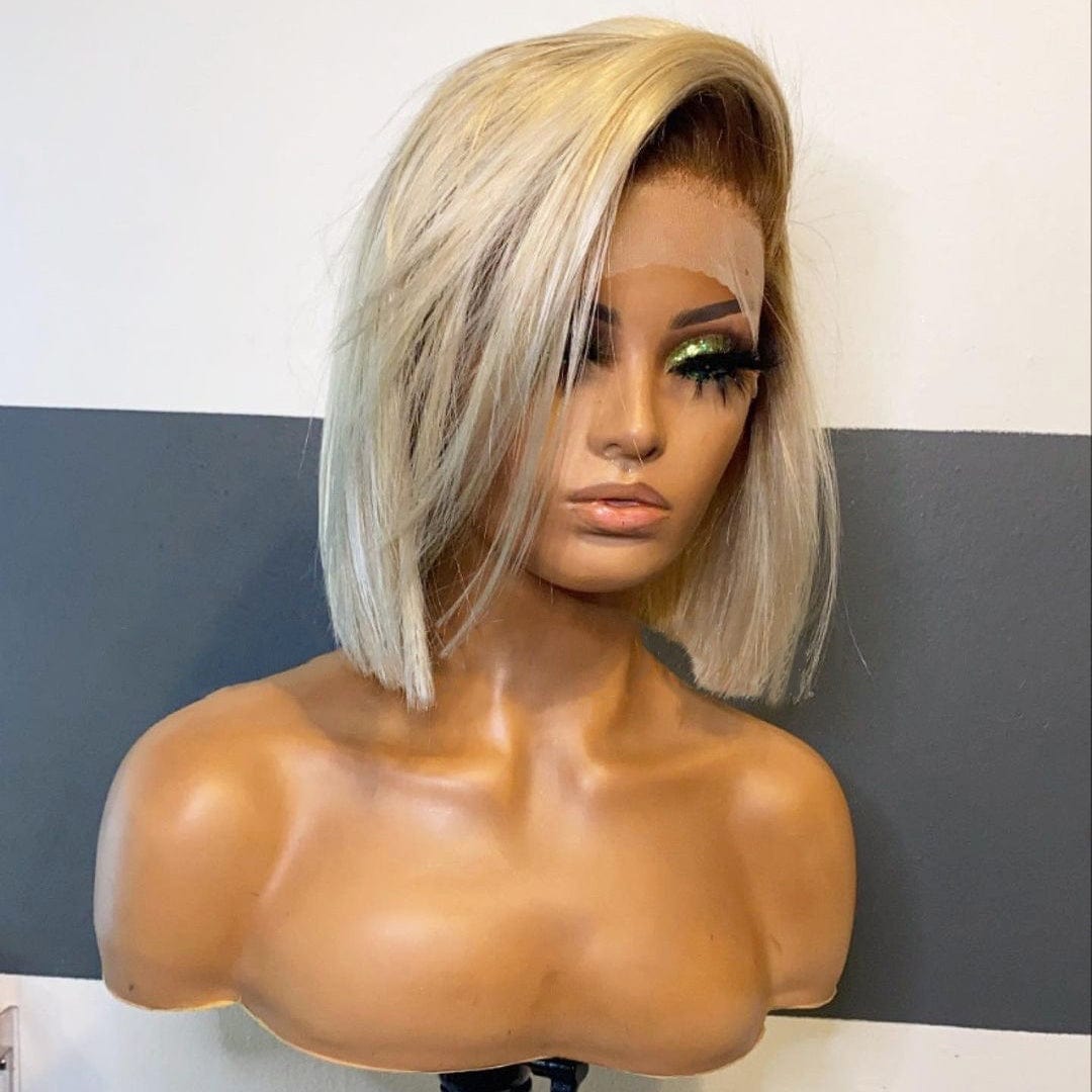 Red Wave Cut Bob Side Part Short Wig Virgin Colorful Cuticle Aligned Human Hair HD Lace Front Wigs