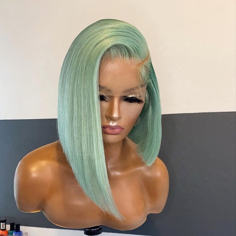 Red Wave Cut Bob Side Part Short Wig Virgin Colorful Cuticle Aligned Human Hair HD Lace Front Wigs