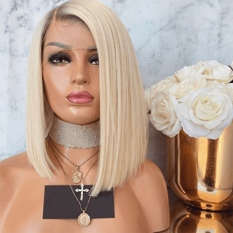 Red Wave Cut Bob Side Part Short Wig Virgin Colorful Cuticle Aligned Human Hair HD Lace Front Wigs