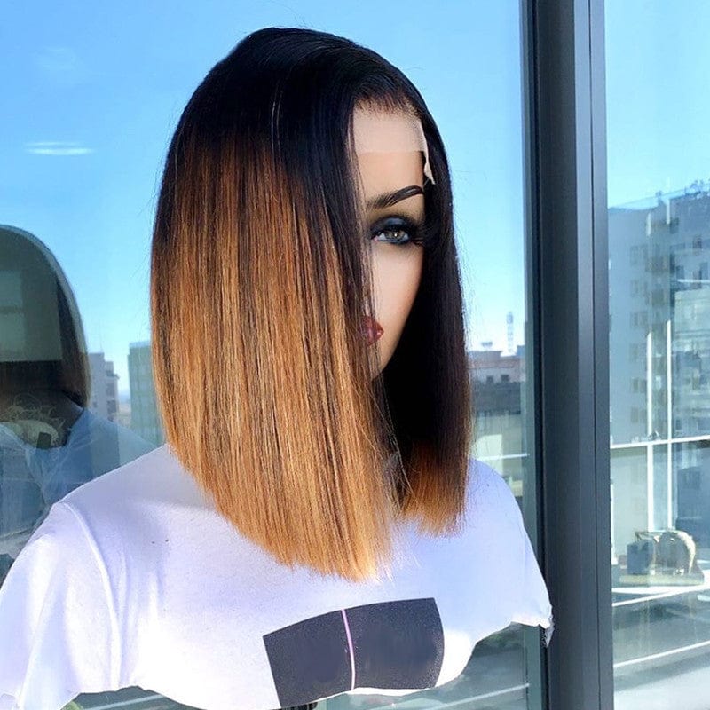 Red Wave Cut Bob Side Part Short Wig Virgin Colorful Cuticle Aligned Human Hair HD Lace Front Wigs