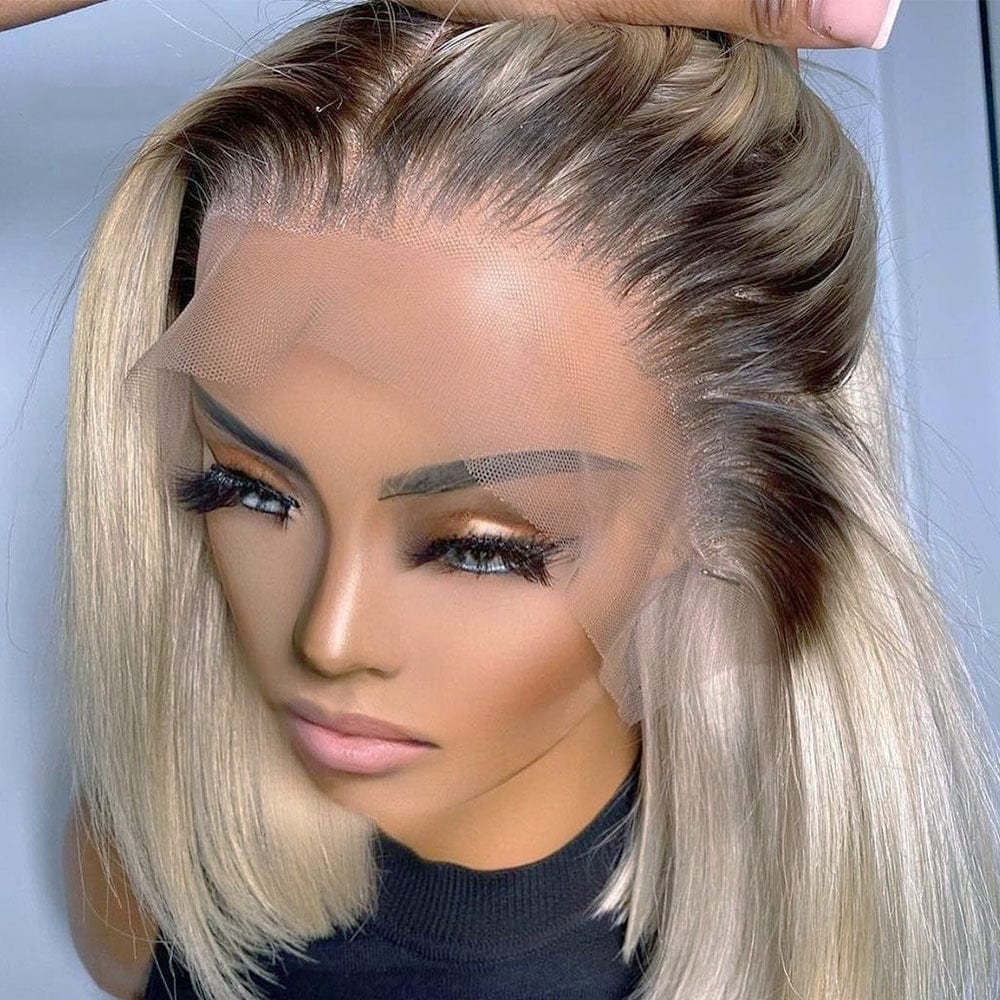 Red Wave Cut Bob Side Part Short Wig Virgin Colorful Cuticle Aligned Human Hair HD Lace Front Wigs