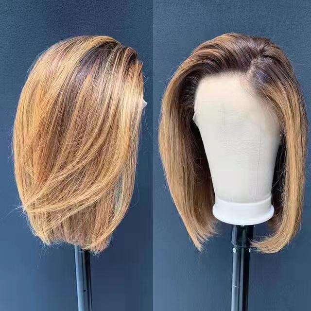 Red Wave Cut Bob Side Part Short Wig Virgin Colorful Cuticle Aligned Human Hair HD Lace Front Wigs