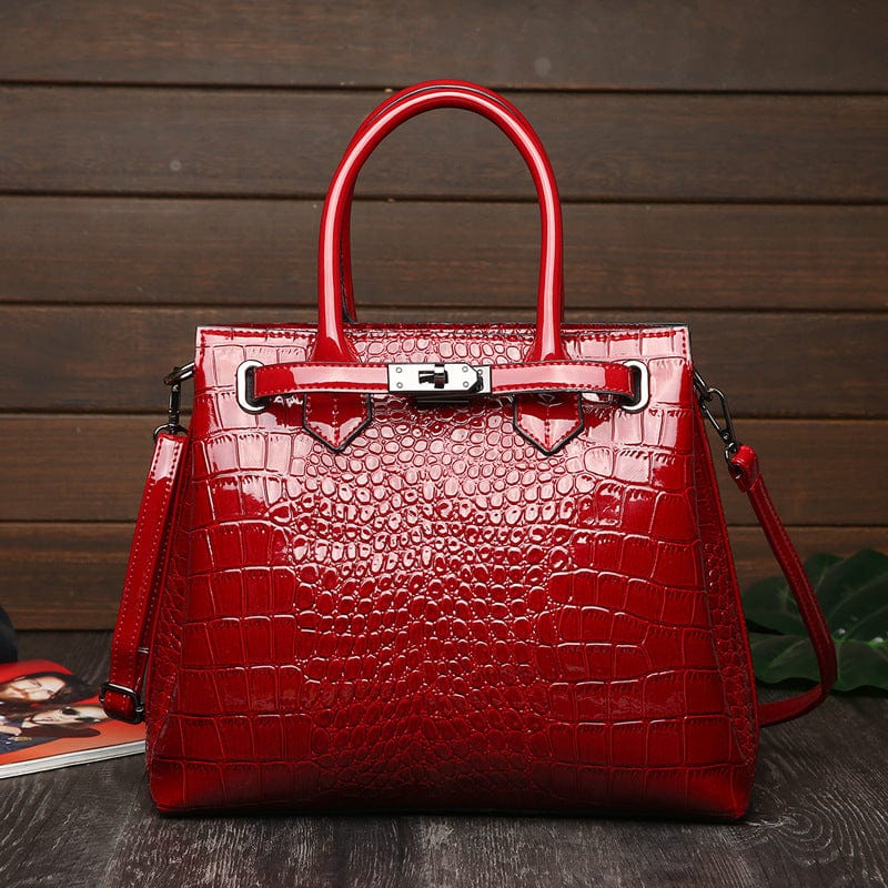 Red Wholesale Elegance Stylish Snake Embossed Luxury Purse Sling Messenger Bag Crocodile PU Leather Tote Bag Ladies Women's Handbags