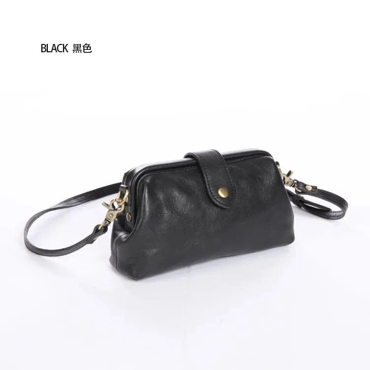 Retro Crossbody Shoulder Bag with Adjustable Straps  Women Genuine Leather Messenger Bag