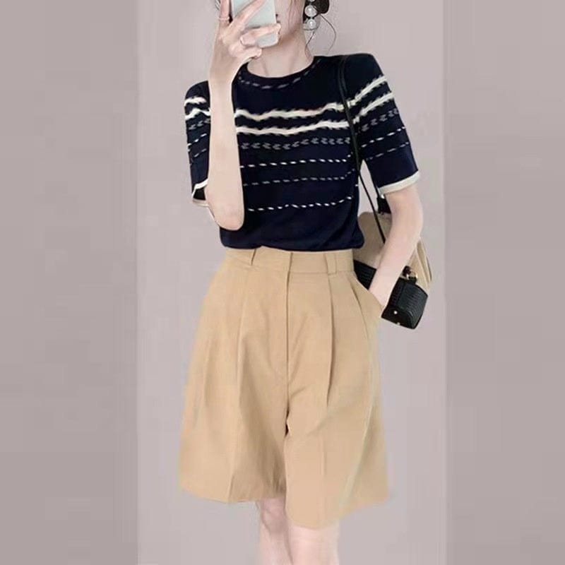 Retro High-Grade French Striped Shirt 2022 Summer New Design Sense Western Style Women's Clothing Top