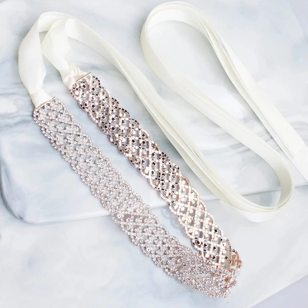 Rhinestone Leaf Pearl Twigs Belt Forest Style Wedding Bride Lady Waist Chain Bridal Belt