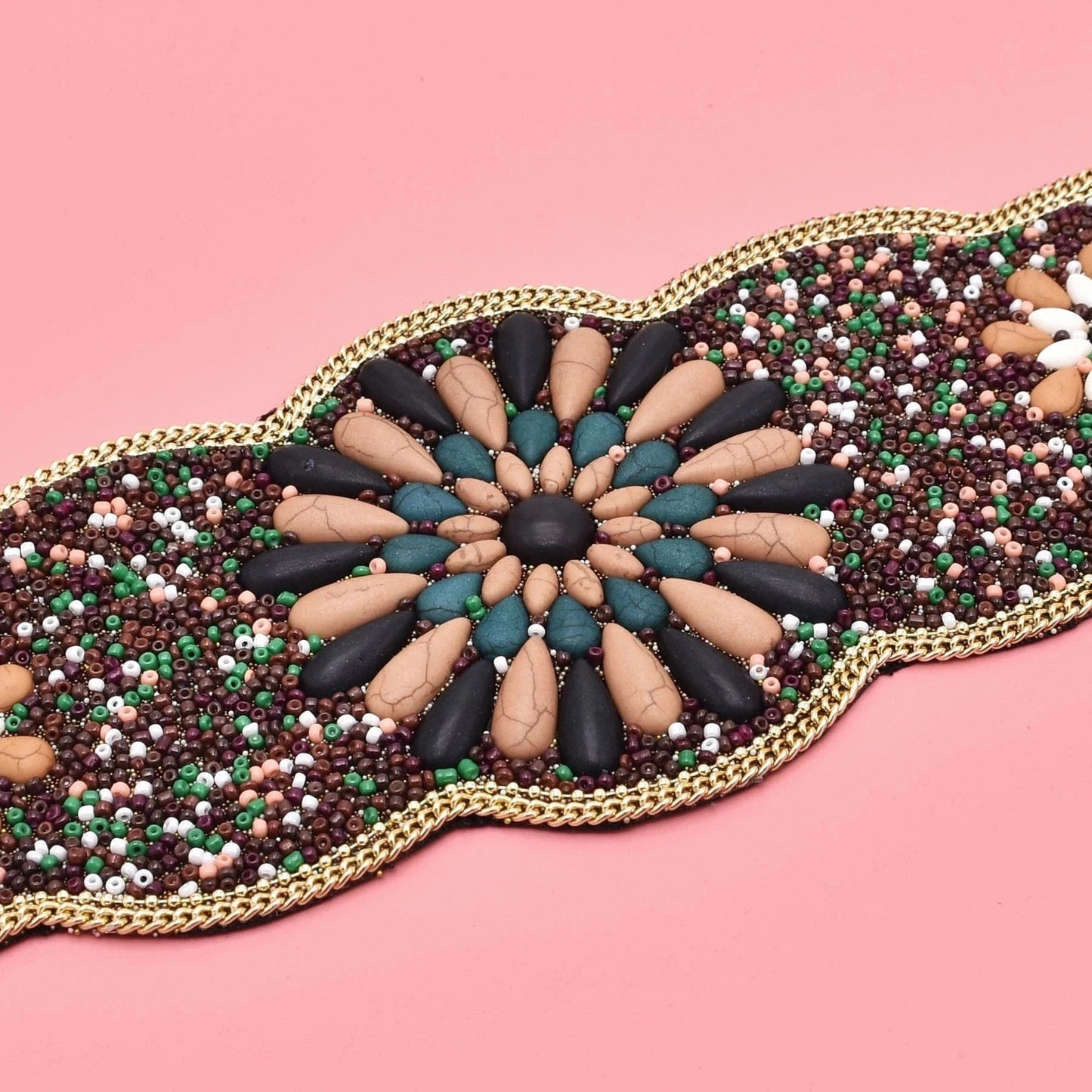 Rice Bead Women Belt Ethnic Statement Wide Elastic Body Belt for Girls Women Dancing Decoration