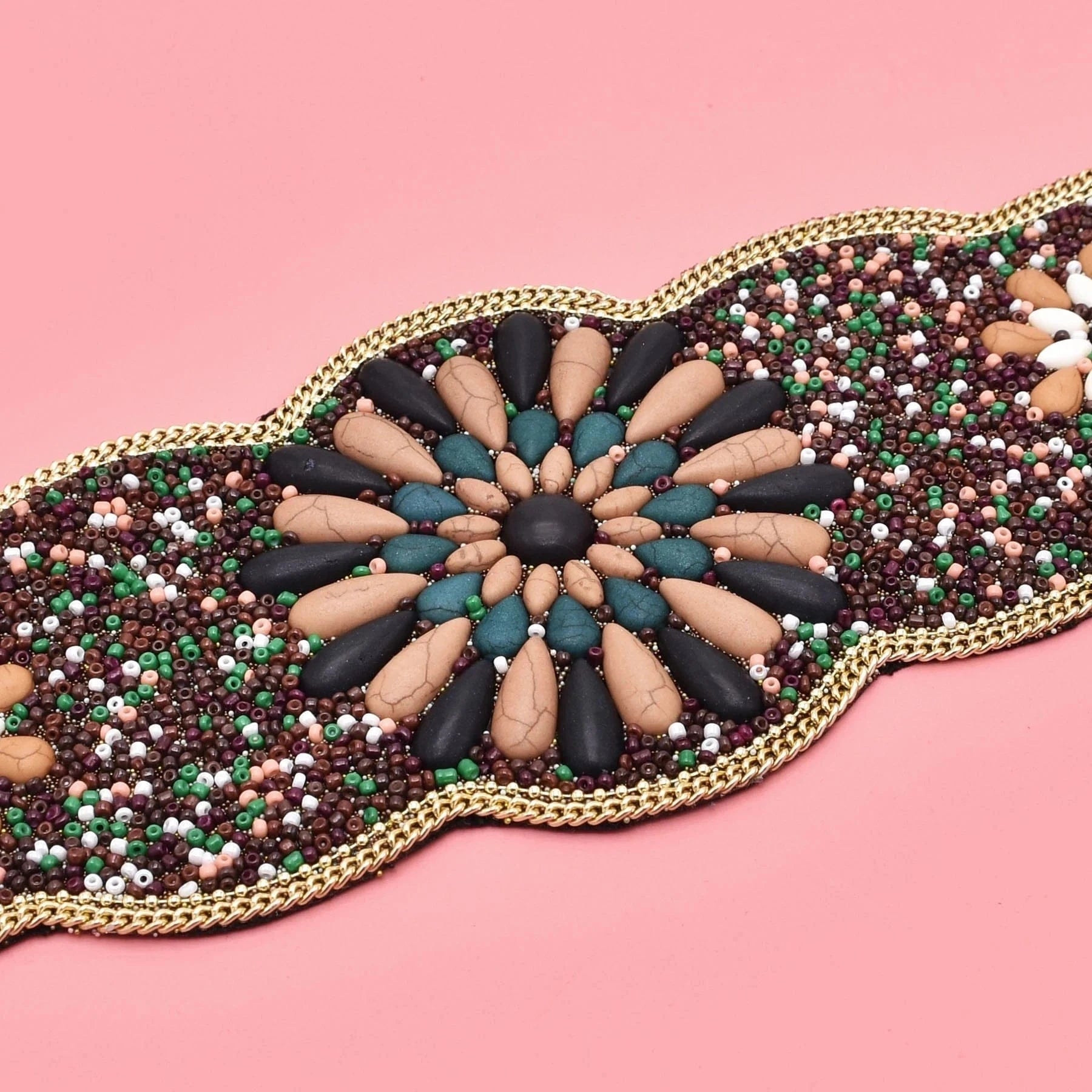 Rice Bead Women Belt Ethnic Statement Wide Elastic Body Belt for Girls Women Dancing Decoration