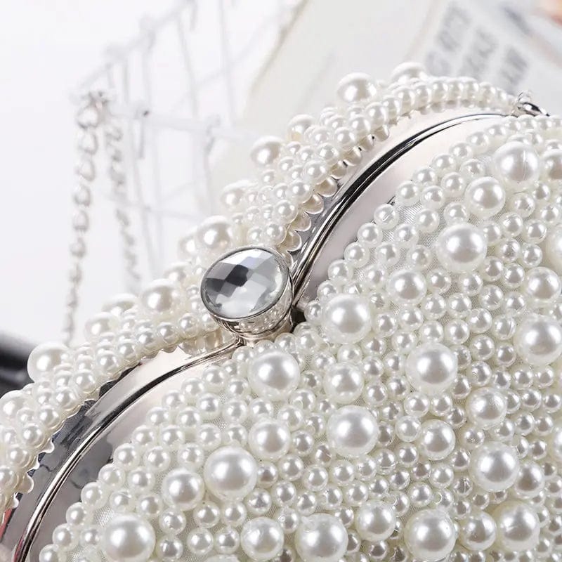 Rice white 2022 Factory Wholesale Custom Double Sided Beads Love Type Ivory Pearl Clutch Party  Woman Girl Wedding Bag Bridal Evening Bag