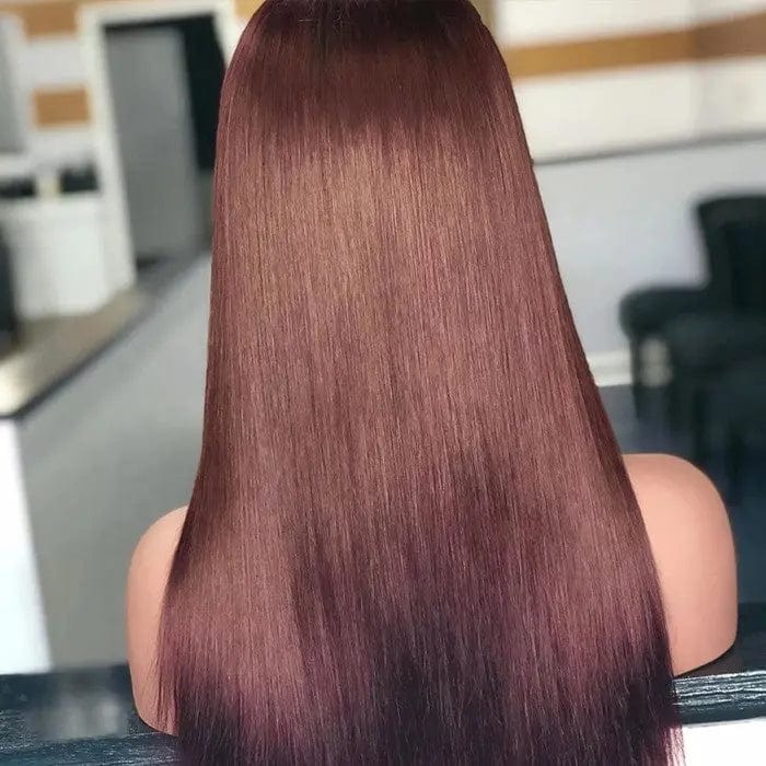 Rich Copper Red Color Straight Cuticle Aligned Brazilian Human Hair Lace Front Wig With Bangs