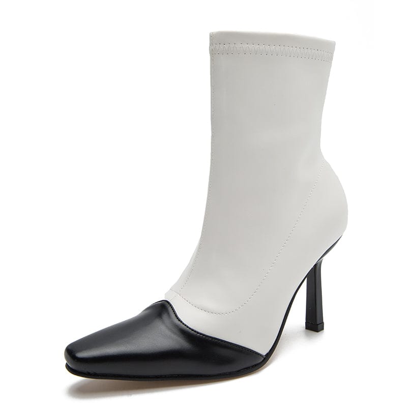 Rome Style Mixed Colors PU Square Toe 2022 Heels Sewing Side Zippers Black Brown Chelsea Boots Mid Calf 36-42 Shoes For Women