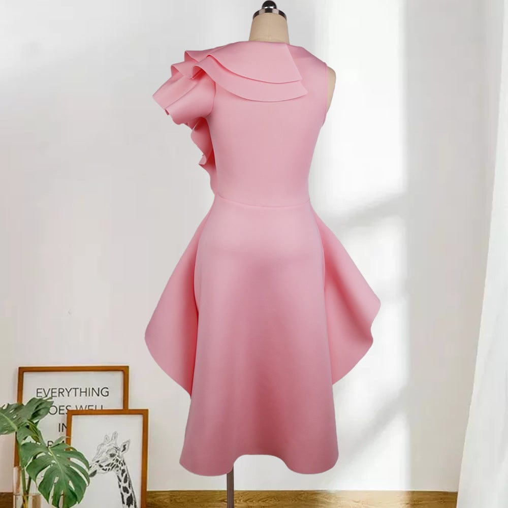 Ropa De Mujer Vestidos Fiesta dress women Round neck irregular ruffled high waist plus size slim sexy sleeveless dress