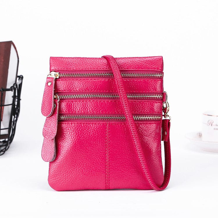 rose 2022 fashion genuine leather women messenger bag pure colour women crossbody bag