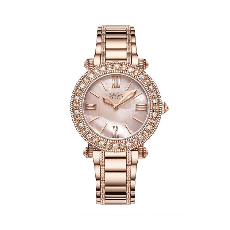 Rose Gold SAGA Women's Light Luxury Mini Ladies Brand Authenity Waterproof Gift Steel Band Quartz Watch