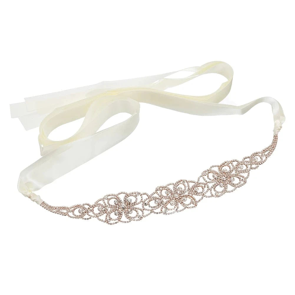 Rose Gold &Silver Austrian Crystal Wedding Belts & Sashes Bridal Women Sash for Dress Jewelry Accessories
