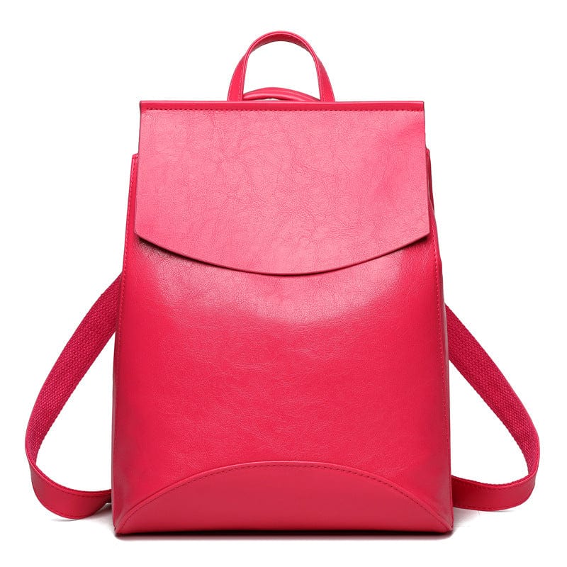 Rose red Full Grain Leather Brooks Convertible Bag Small Women's Stylish Genuine Full Grain Leather Backpack Bags Purse