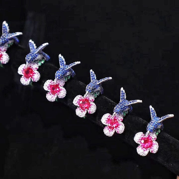 Ruby Ins Fashion Flower and Bird Rings 925 Sterling Silver Jewelry Gift for Women Christmas