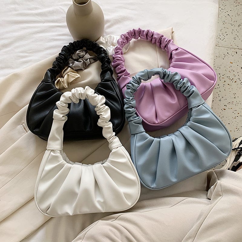 Ruched Folds Design Small PU Leather Shoulder Bags Elegant Handbags Fashion Ladies Hand Bags