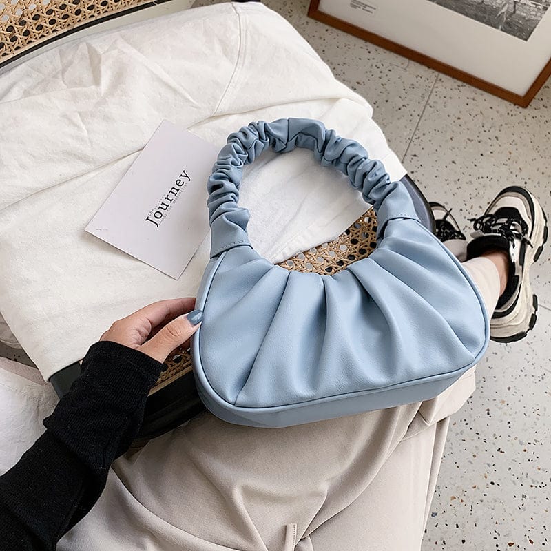 Ruched Folds Design Small PU Leather Shoulder Bags Elegant Handbags Fashion Ladies Hand Bags