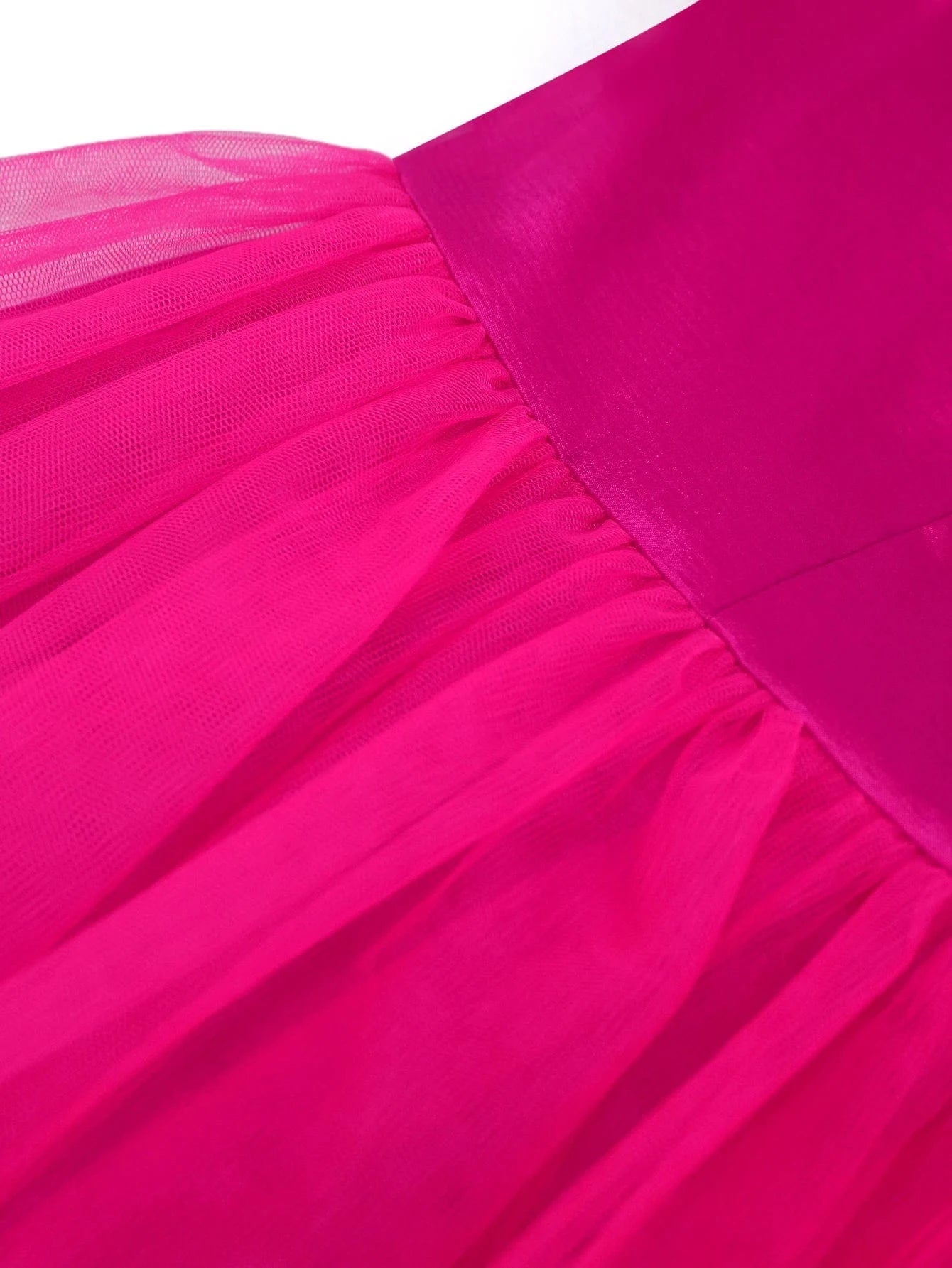 Ruffles Hot Pink Spring Off Shoulder Mesh Girl A Line Prom Dresses