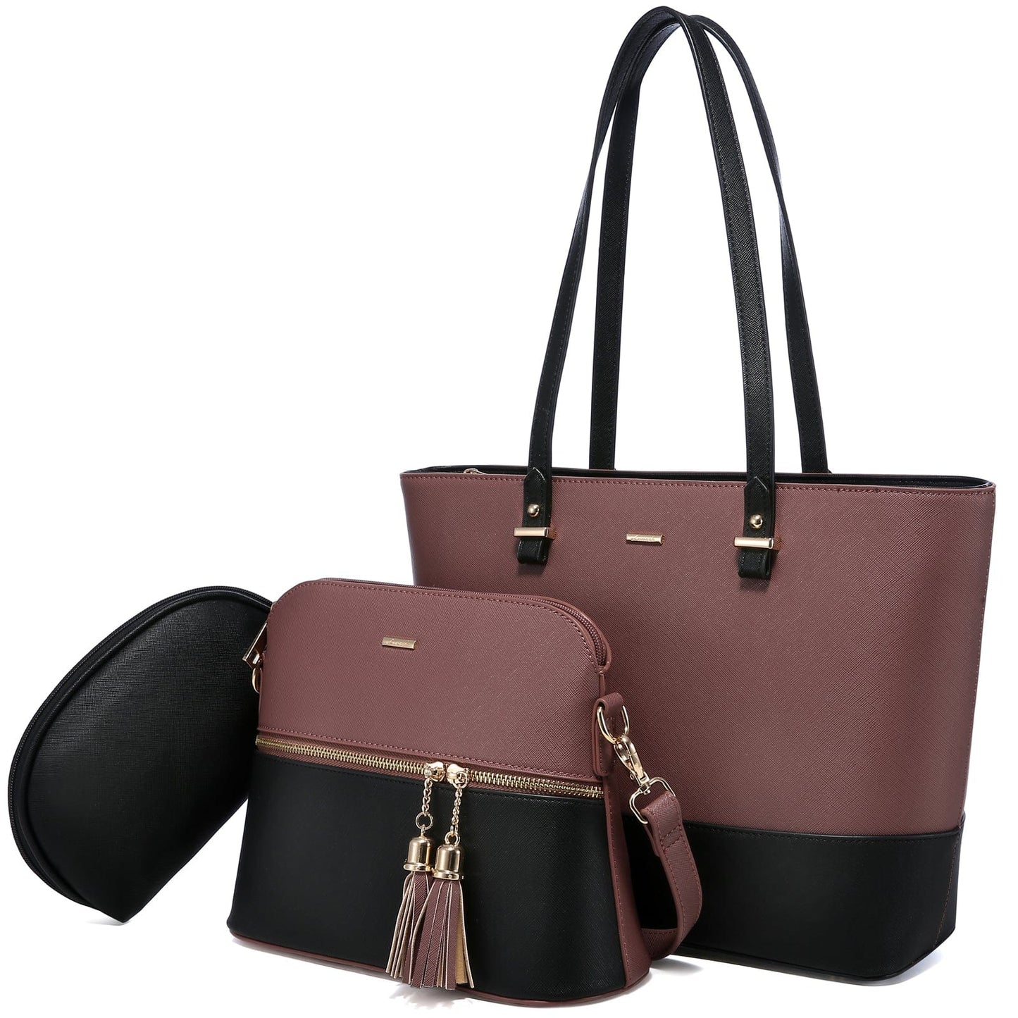 Rust red-black WB137909LK LOVEVOOK 2022 wholesale PU leather womens handbags set large office hand bags ladies shoulder tote bag women purses and handbags
