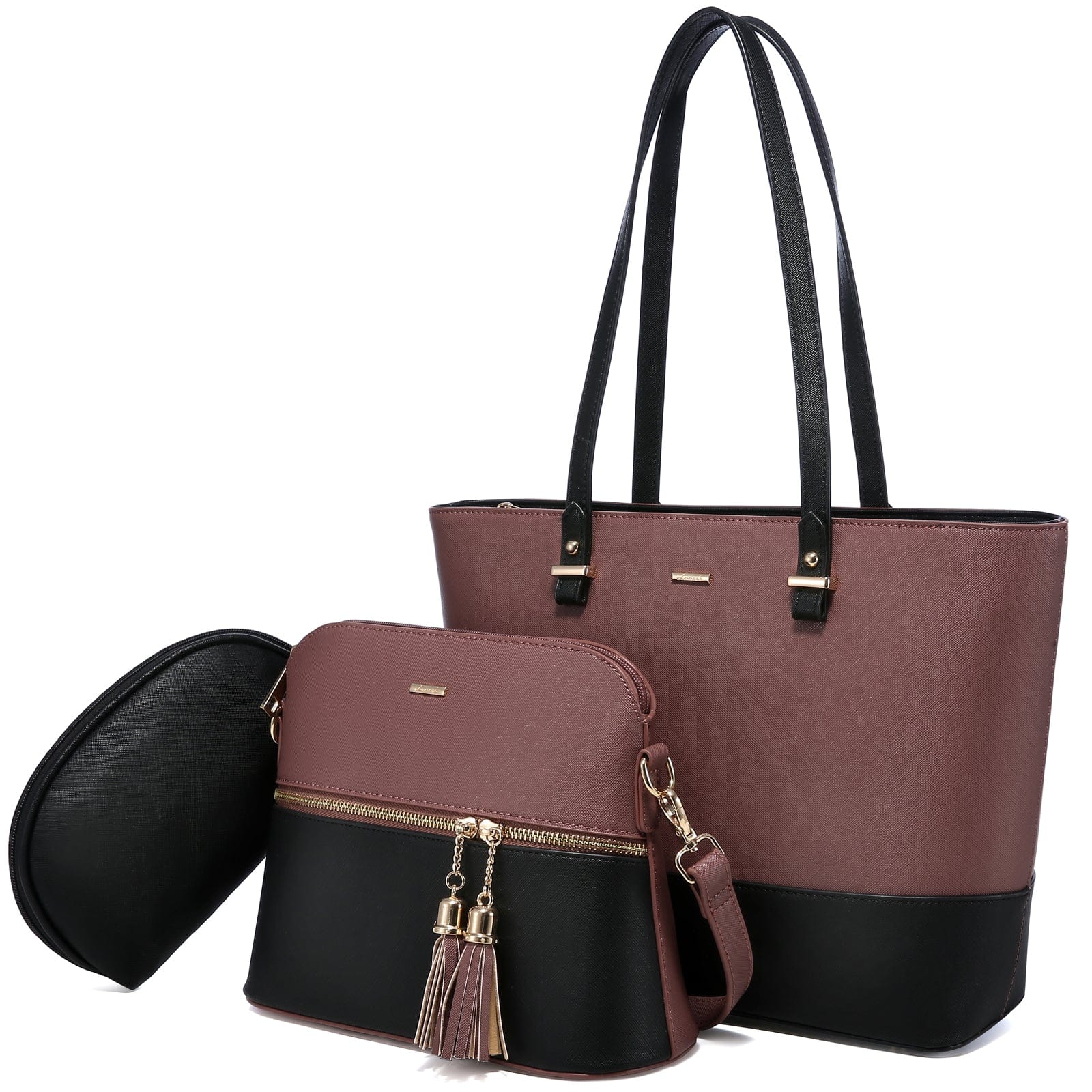 Rust red-black WB137909LK LOVEVOOK 2022 wholesale PU leather womens handbags set large office hand bags ladies shoulder tote bag women purses and handbags