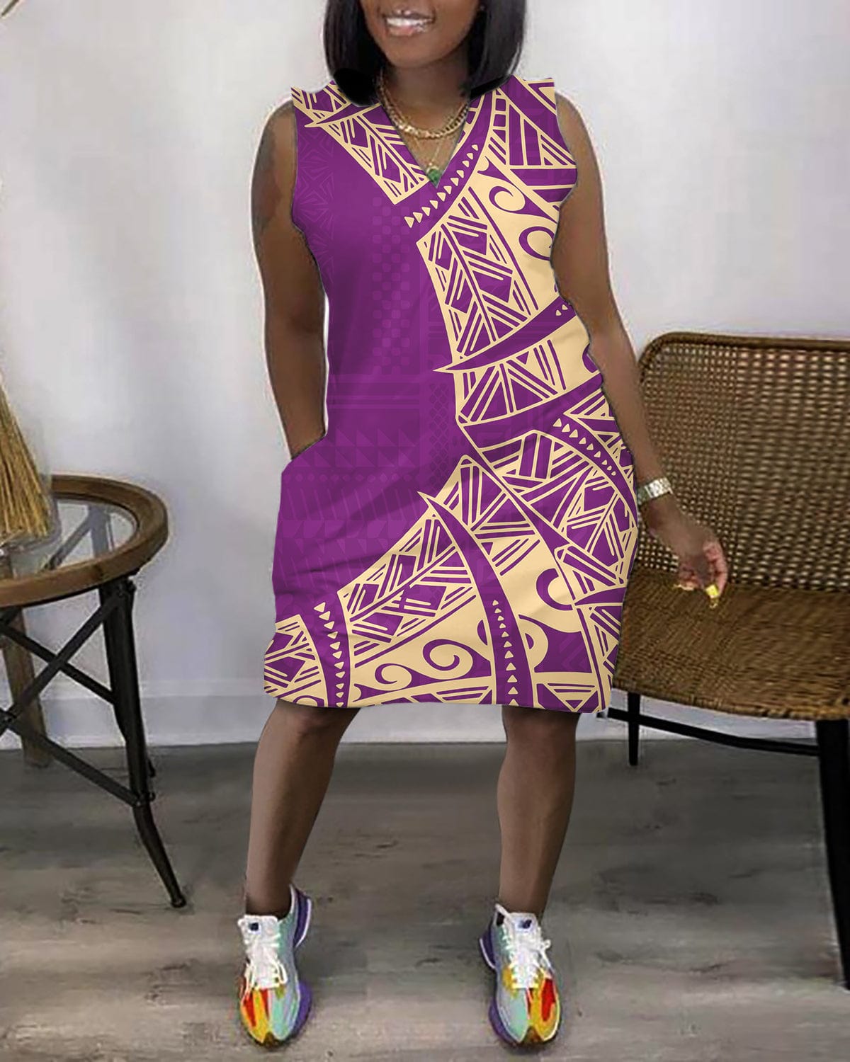 S / 0794DVQ New Trending Beach Wear Women Flowers Polynesian Tribal Printed 2023 Plus Size Dresses Formal Woman Clothing