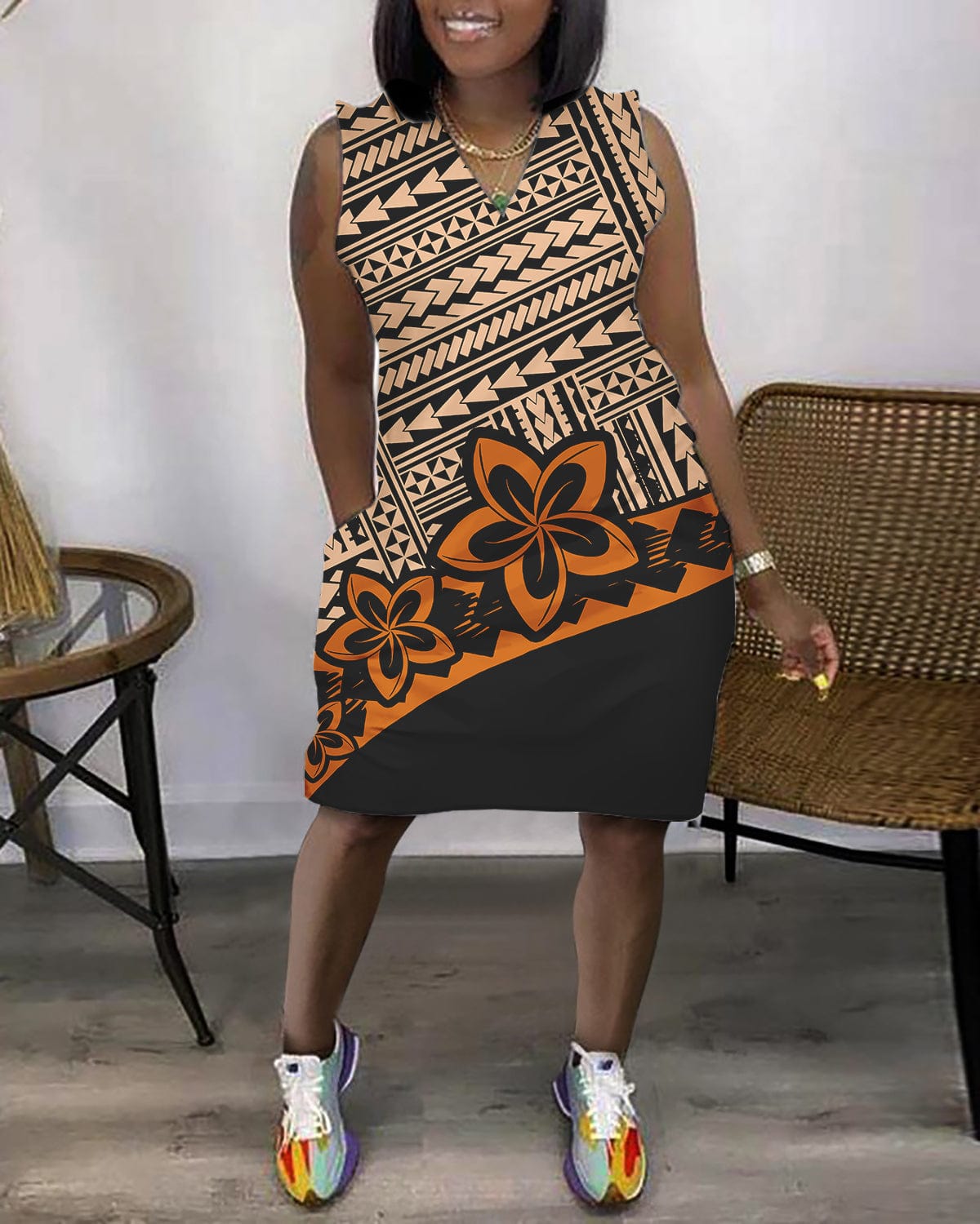 S / 0805DVQ New Trending Beach Wear Women Flowers Polynesian Tribal Printed 2023 Plus Size Dresses Formal Woman Clothing