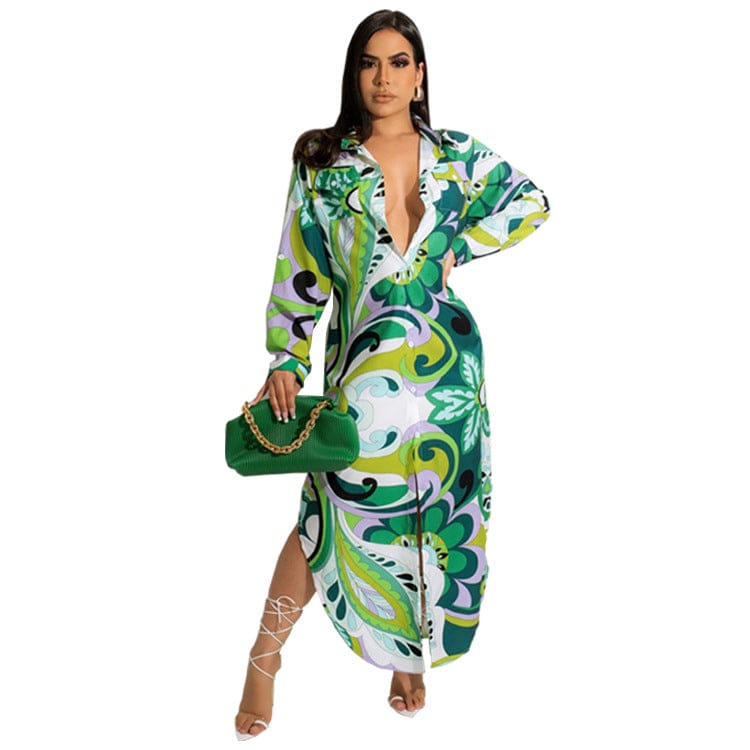 S / 2 YS-2022 Autumn and winter 2022 wish sells sexy print lapels, long sleeves, stylish casual shirts