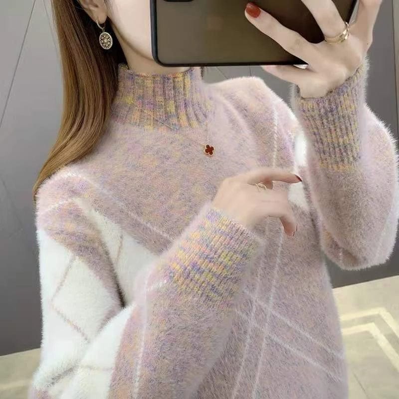 S / 4 2022 New Women's Pullover Female Autumn Winter Thicken Sweater Mink Velvet Long-Sleeved Knitted Jumper Femme Tops