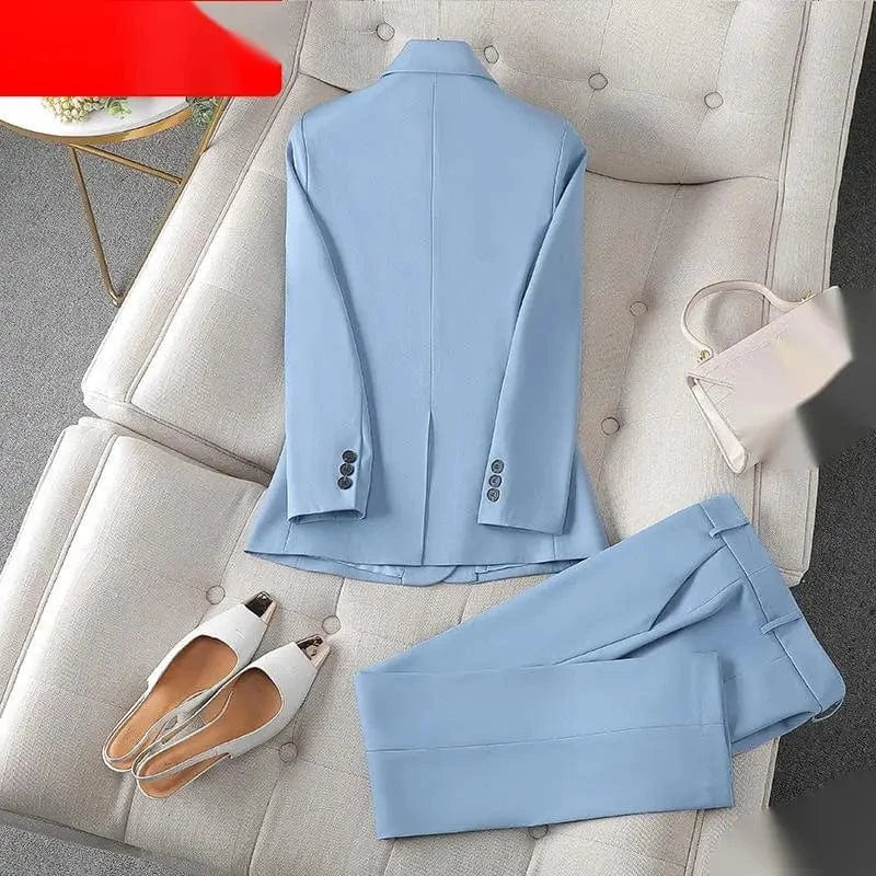 S-4XL Long sleeved Professional Suit and Pants Formal Set Interview Sales Workwear