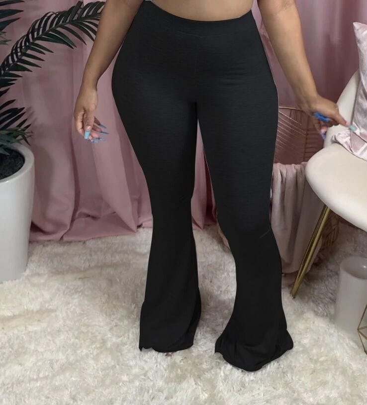 S-4XL plus size ladies leggings 2023 Solid color Women high Waist stacked pants leggings flare pants