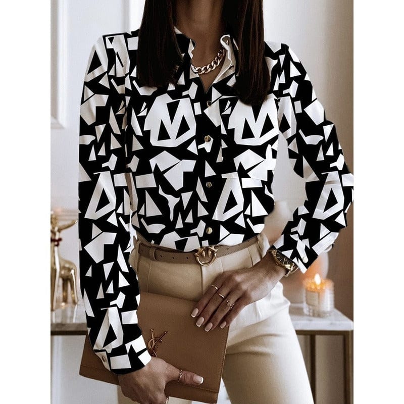 S / 6 2023 New Blouse Women Turn-down Collar Long Sleeve Fashion Plus Size Casual Blouses Elegant Lady Office Work Shirts Tops