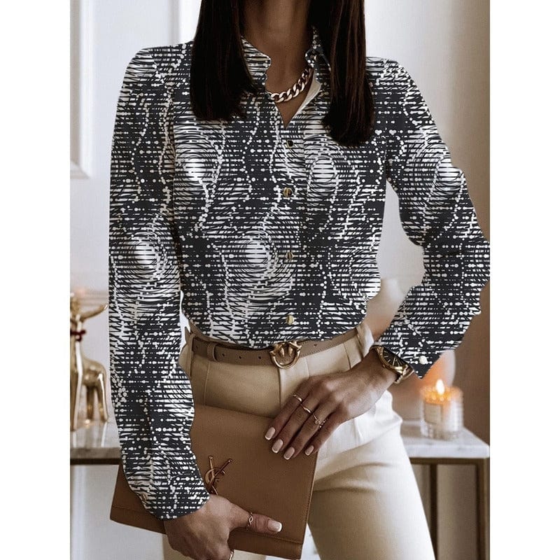 S / 9 2023 New Blouse Women Turn-down Collar Long Sleeve Fashion Plus Size Casual Blouses Elegant Lady Office Work Shirts Tops