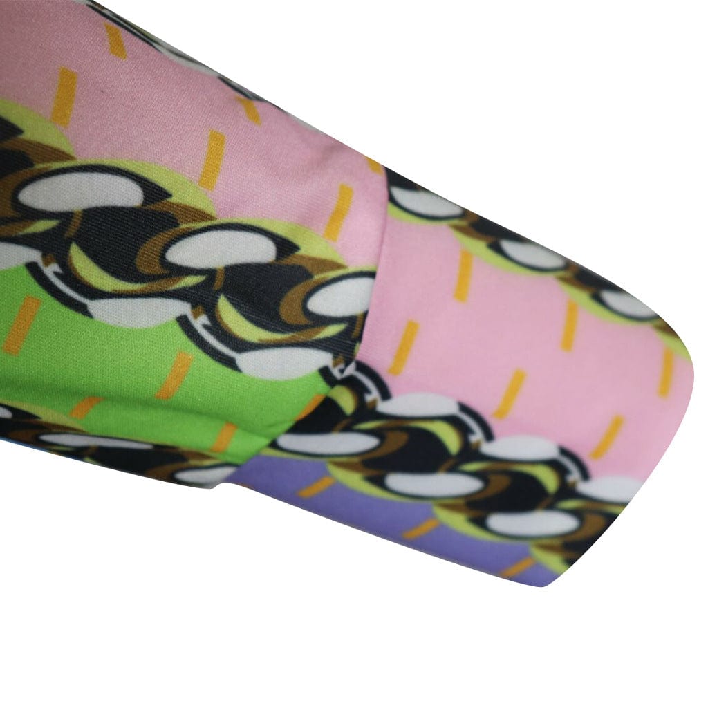 S / As Photo Fashion Printed Waist Belt Rainbow Color Pleated Office Career Women Dress