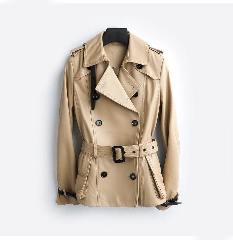 S / as pictures New women genuine sheep leather coat lady female real sheep skin belt Jacket fall/winter coats trench clothes CT015