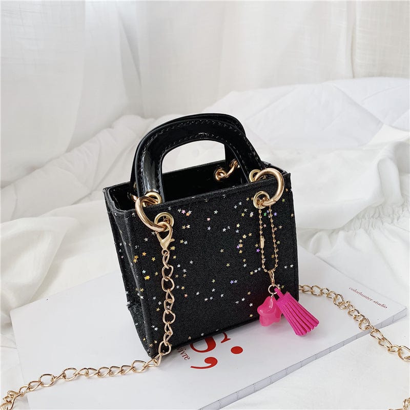 S / black 2022 Newest Style Toddler Baby Messenger Bags Kids Girls Princess Shoulder Bags Handbags Solid Bowknot Princess Coin Purses