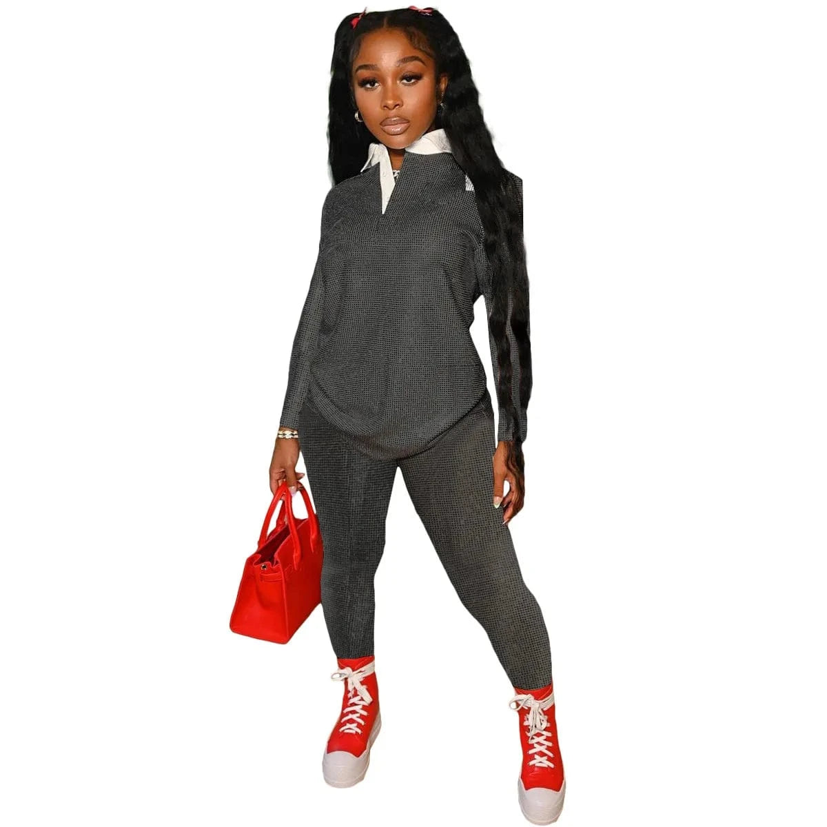 S / Black Fashion Sweatsuit Outfits Loose T shirts Women Sets Two 2 Piece Street Wear Clothing Women Casual Two Piece Sets for Woman