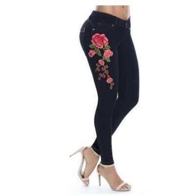 S / black Feet Colombianos Colombien Custom Logo Embroidery Floral Stylish Butt Lifter Ladies Skinny Trousers Pencil Pants Women'S Jeans
