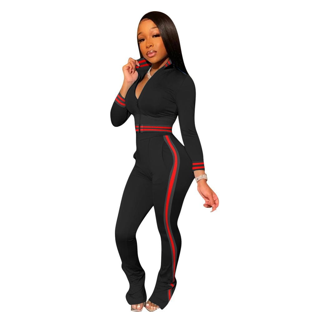 S / Black New Arrival Plus Size Women Sweatsuit Set Winter Jogger Suits Sports Women Tracksuit Jogger Pants Set Casual Two Piece Pants Set