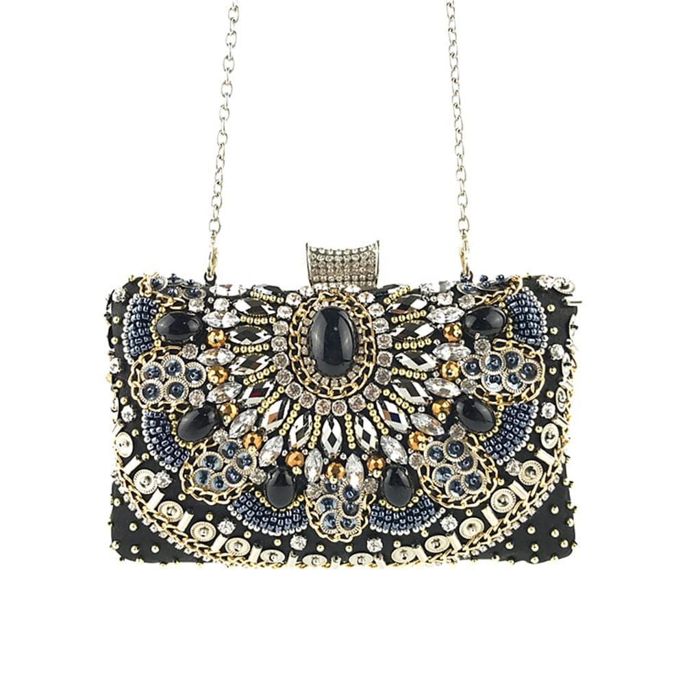 S / black OC3803 Fashion Women Beaded Clutch Bag Wholesale