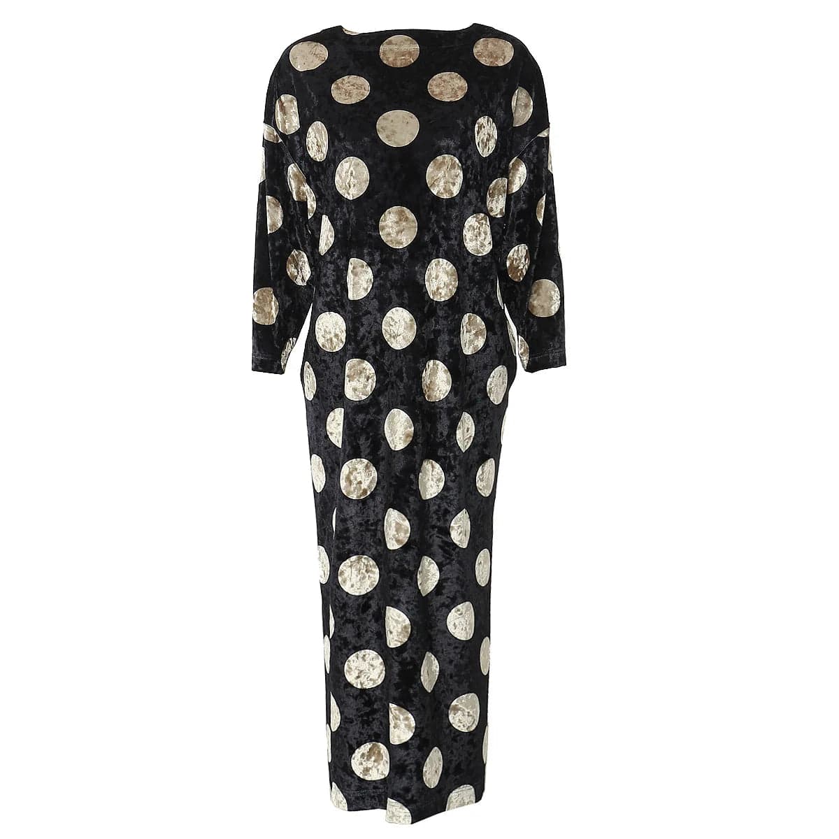 S / Black OUDINA New Arrivals Winter Diamond Loose Plus Size Dot Velvet Elegan Casual Long Dresses Women