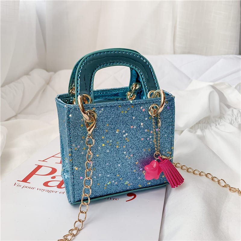 S / Blue 2022 Newest Style Toddler Baby Messenger Bags Kids Girls Princess Shoulder Bags Handbags Solid Bowknot Princess Coin Purses