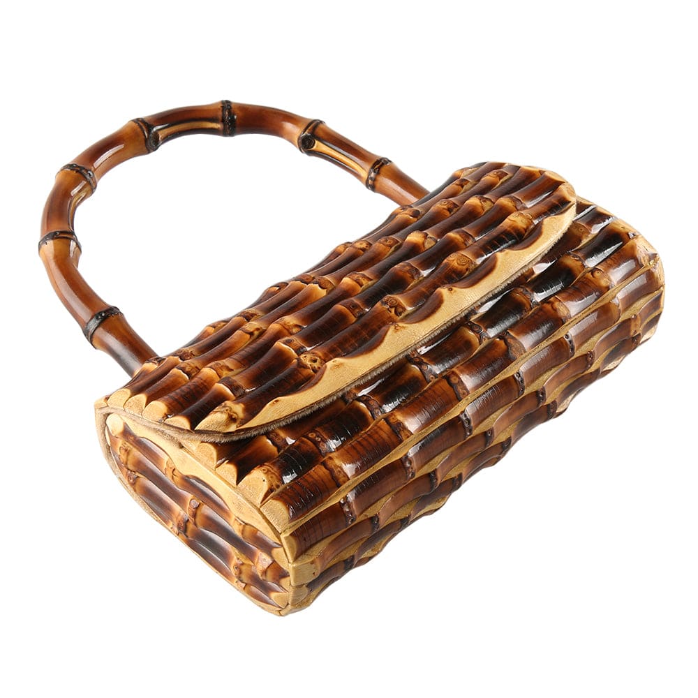 S / Burnt black Luxury Nilerun famous brand unique handmade bamboo evening bag bamboo root handbag