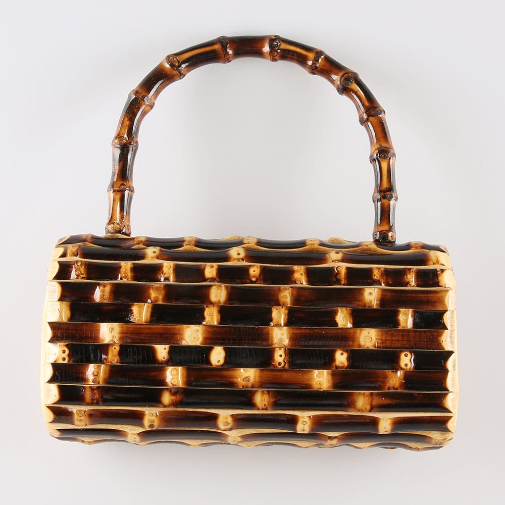 S / Burnt black Luxury Nilerun famous brand unique handmade bamboo evening bag bamboo root handbag
