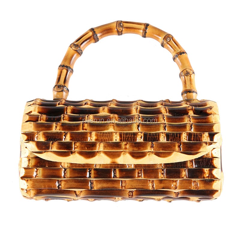 S / Burnt black Luxury Nilerun famous brand unique handmade bamboo evening bag bamboo root handbag