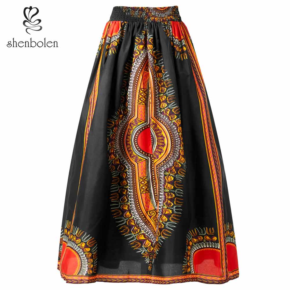 S / color 2 African Traditional Women African Kitenge Print Long Designs ethnic Clothing Dashiki Maxi Skirts For African Women
